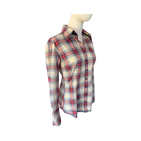 Georg Roth Los Angeles Plaid Shirt Small Contrast Cuff Floral Trim Button Down - Picture 4 of 11